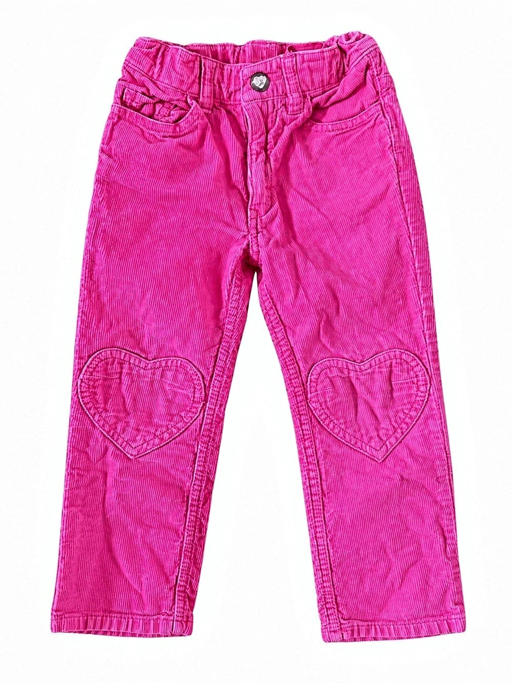 H&M Girls Pink Corduroy Heart Knee Pants Size 2-3Y 98